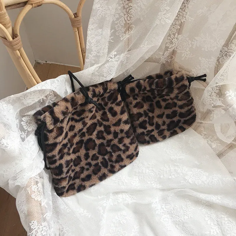 Borsa a tracolla monospalla con coulisse e motivo leopardato retrò per donna, nuova borsa a mano autunno/inverno per il tempo libero_voghion.com