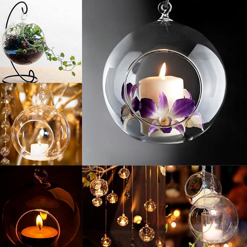 Diametru 6cm/8cm Suport pentru lumânări de ceai, sticlă cristalină, suport pentru lumânări agățate, vază romantică pentru casă, decor agățat_voghion.com