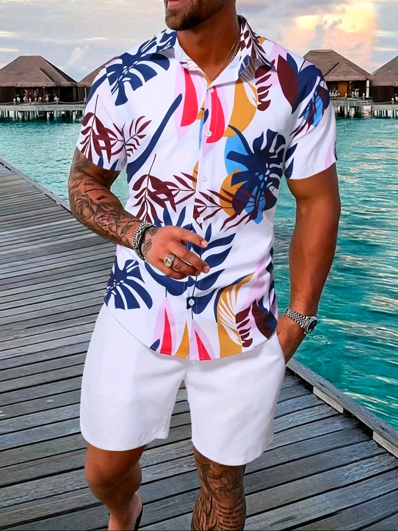 2024 Summer Quick Sale Men's Shirt Casual Loose Short sleeved Shorts Beach Set_voghion.com