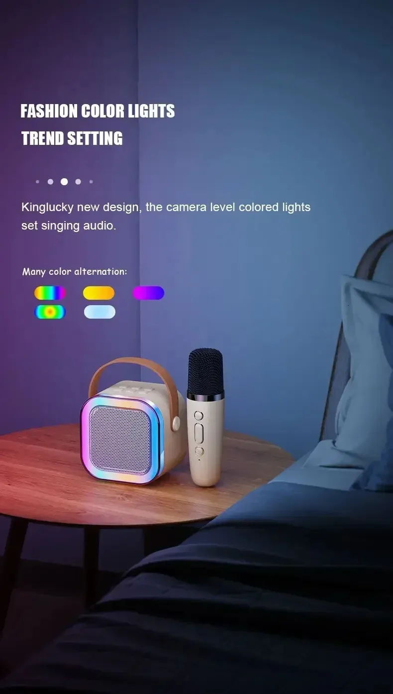 K12 Karaoke Hine Portable Bluetooth 5.3 PA Speaker System With 1-2 Wireless Microphones Home Family Singing Kids Xmas_voghion.com