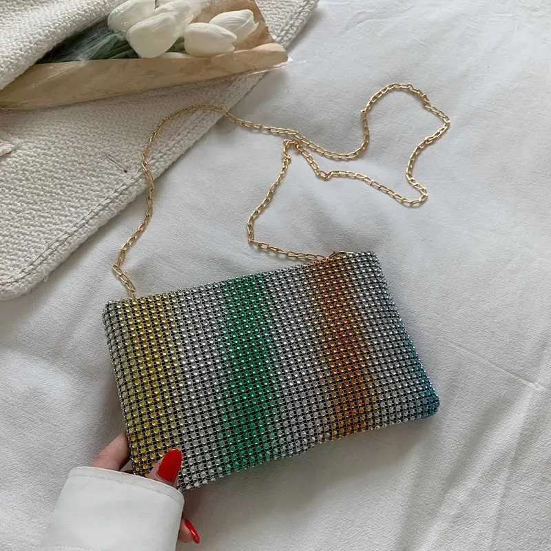 Ydlns Trend Kleine Rhie Quadratische Metallkette Design Schulter Umhängetasche Dia Münzgeldbörse Y241019_voghion.com