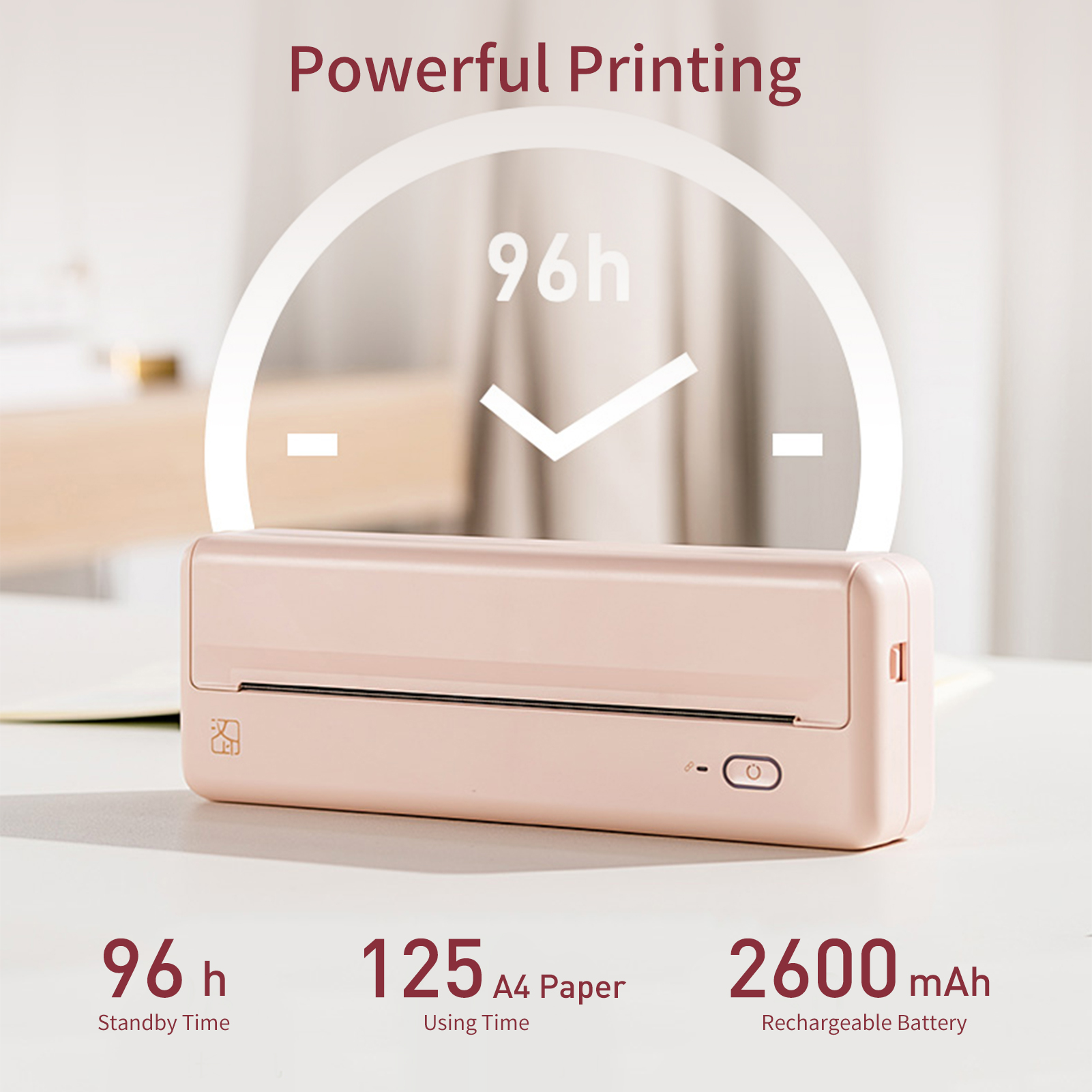 A4 kaasaskantav termoprinter või termopaberi printimise juhtmevaba BT Connect ühildub iOS-i ja Androidi mobiilse fotoprinteriga_voghion.com