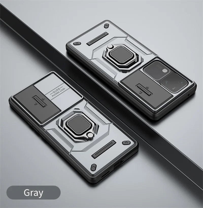 Pour Vivo V30 Pro S18 Armor Phone Case avec Slide Camera Lens Protection Ring Magnetic Holder Bracket Shell Back Cover_voghion.com