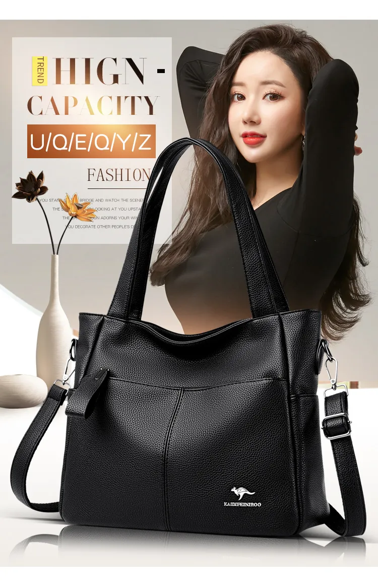 Hochwertige weiche Leder-Schulter-Umhängetaschen für Frauen mit großer Kapazität Tasche Marke Designer Casual Handtasche Sac A Main_voghion.com