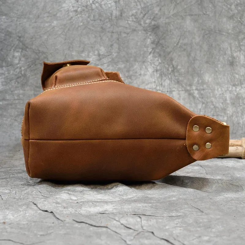 Featured Mens Genuine Backpack Crazy Horse Leather Daypack Travel Male Laptop Unique Bagpack Man Chest Bag 240902_voghion.com