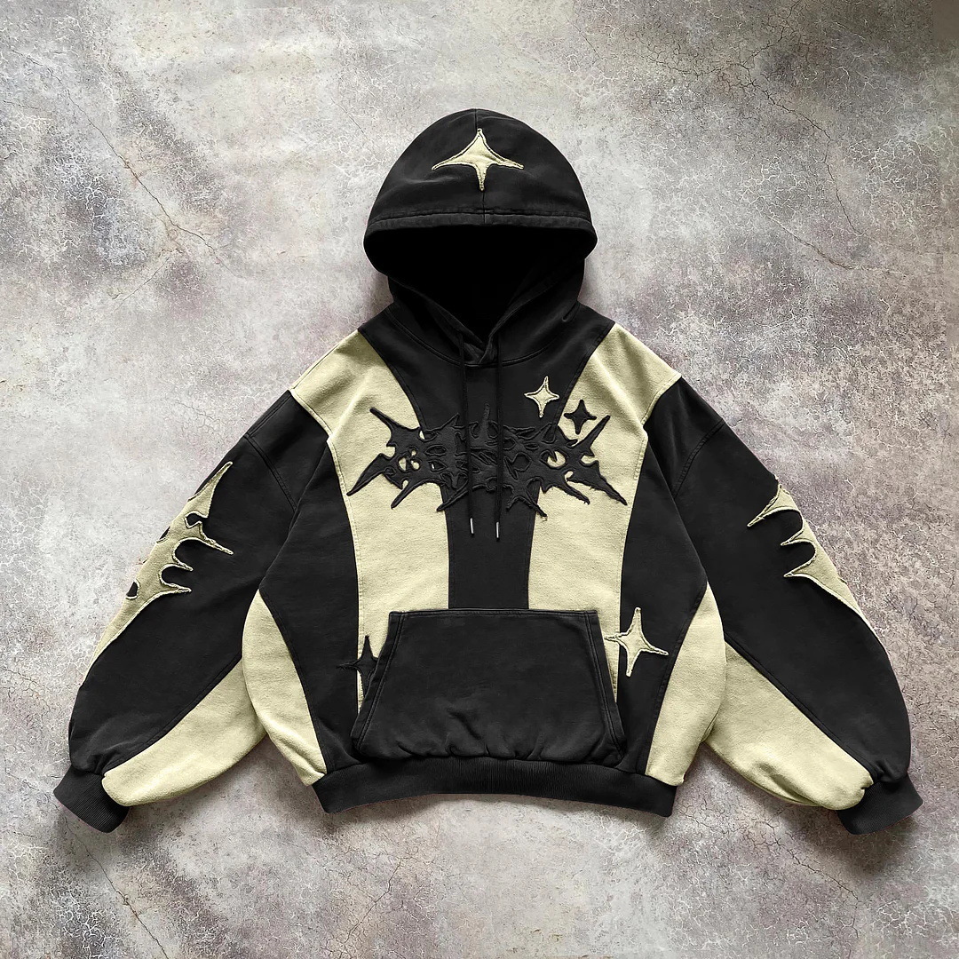 Vêtements pour hommes tendance décontracté rue couture couture coton sweat à capuche pull ample station indépendante été