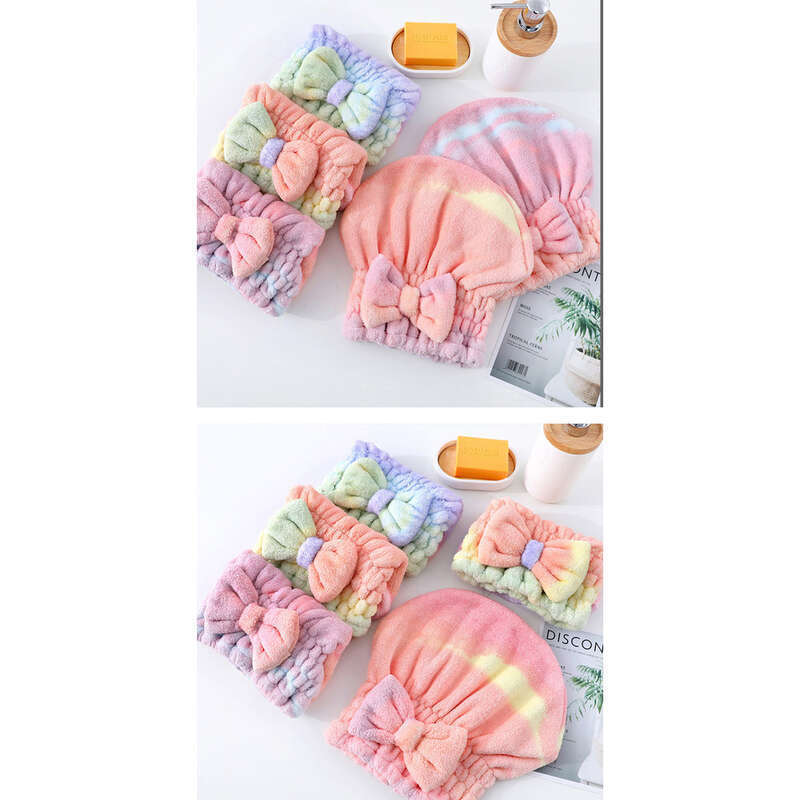 Coral Velvet Shower Rainbow Gradient Towel, Soft And Absorbent, Thickened Cute Princess Hat, Adult Shampoo Dryer Hat_voghion.com