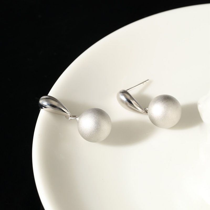 Orecchini a sfera in argento Sterling con trafilatura a filo, stile Joker minimalista, retrò, eleganti, per autunno e inverno, da donna, di alta gamma._voghion.com