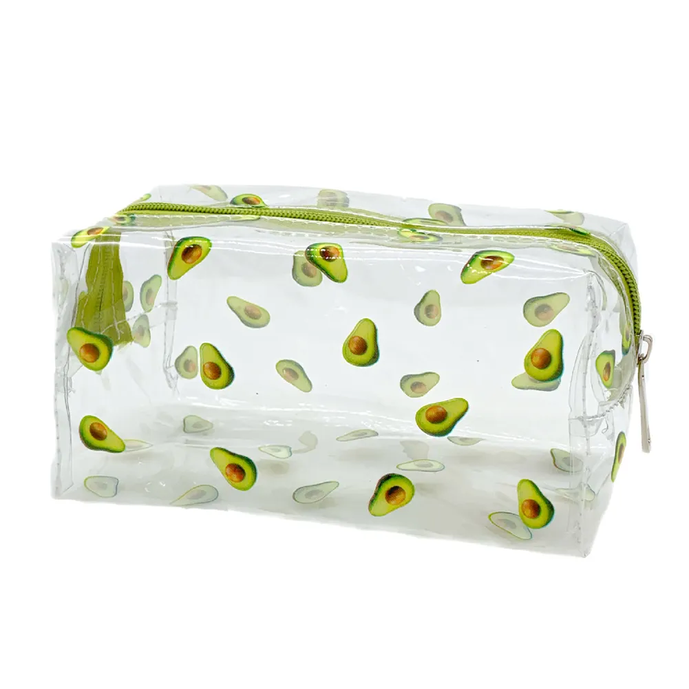 Borsa da toilette trasparente in PVC per cosmetici, frutta e avocado, piccola, impermeabile, multifunzione, per donne e ragazze, portapenne_voghion.com