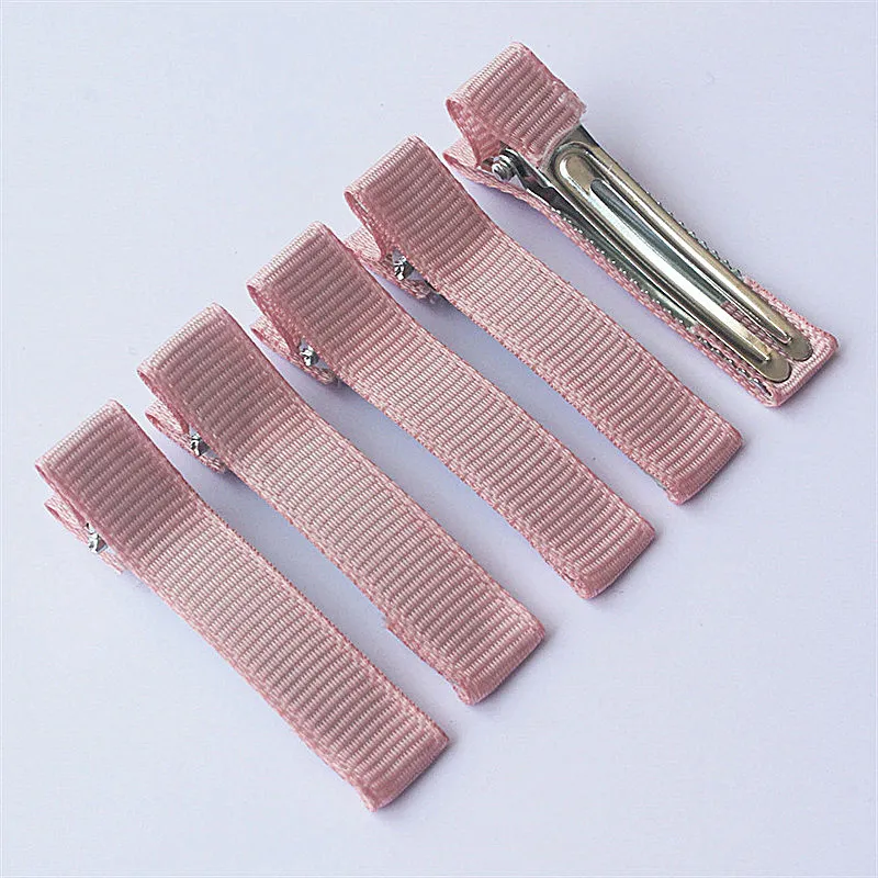 300pcs 5cm Grosgrain Ribbon Lined Alligator Hairpins for Princess Girls Ponytail Clips Children Metal Hair Barrettes_voghion.com