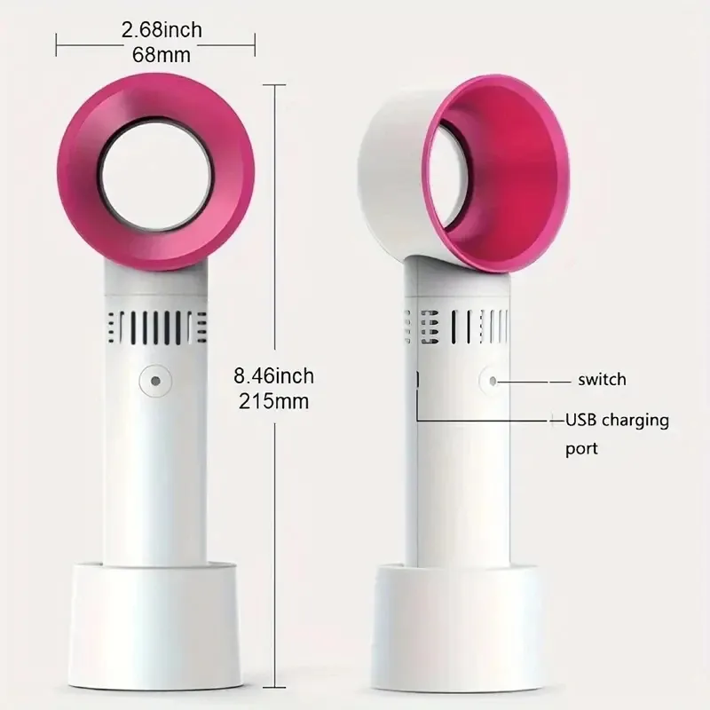 Premium Bladeless Handheld Fan - 3 Speeds USB Travel & Office_voghion.com