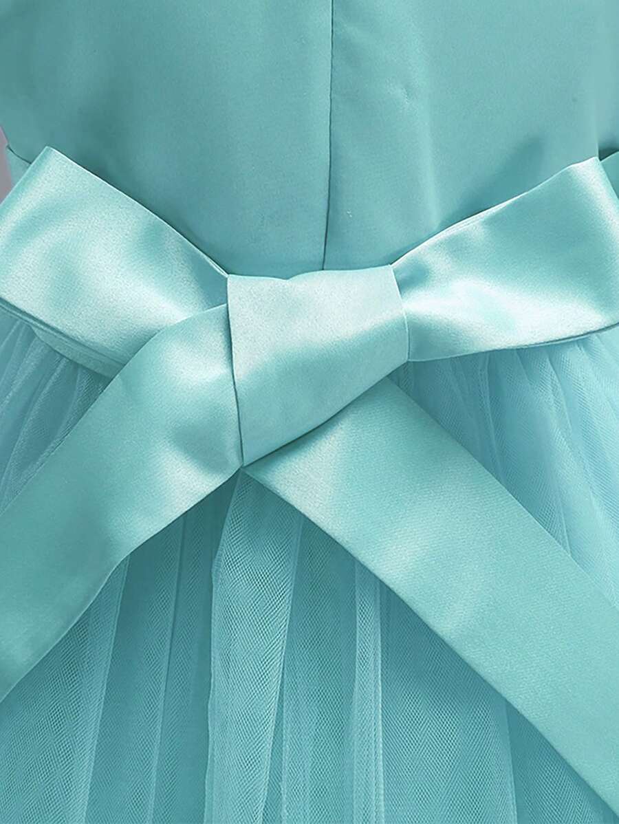 Vestido elegante sin mangas de color liso, vestido para fiesta navideña de niñas_voghion.com