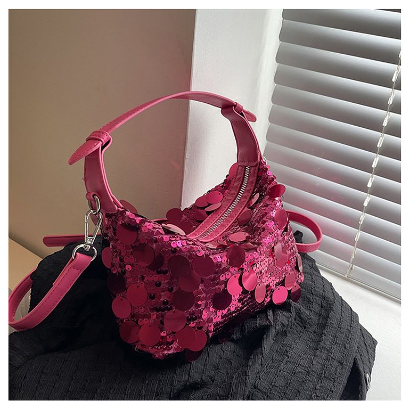 Modische kleine quadratische Tasche Damen im neuen ausländischen Stil 2024 mit Pailletten, Knödeltasche, vielseitige_voghion.com