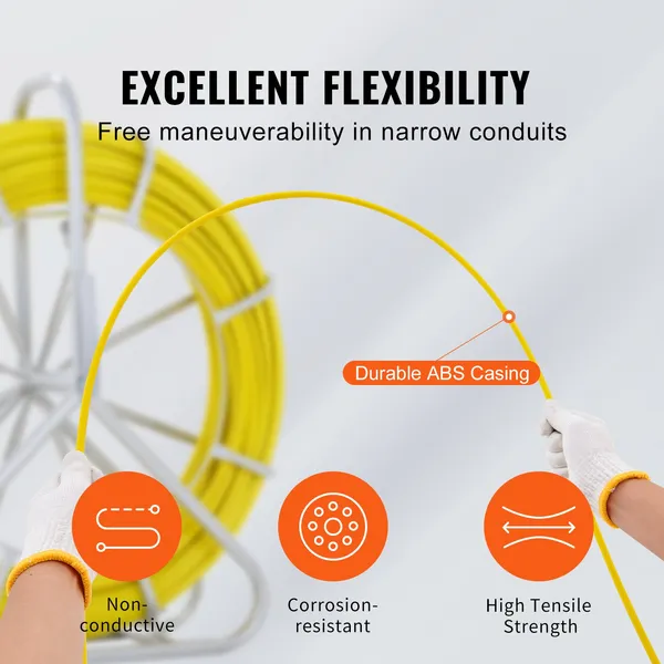 Fibreglass Duct Rodder Fish Tape Cable Puller With Steel Stand_voghion.com