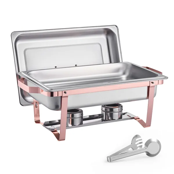 Chafing Dish Buffet-Set, 8 Qt 2er-Pack, Edelstahl-Chafing Dish mit 2 großen Behältern, rechteckiger Catering-Wärmer_voghion.com