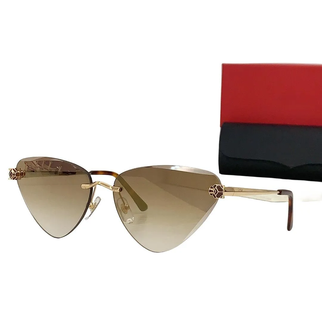 mode Randloos Geometrisch Cat Eye Frame Modieuze Gradient Tone Lenzen CT0399S UVA UVB Veelzijdig en Elegant Stijlvol_voghion.com