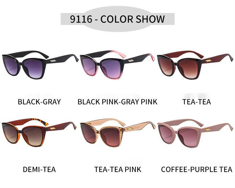 Unisex Cat Eye Sunglasses Black Versatile Modern Retro Style_voghion.com