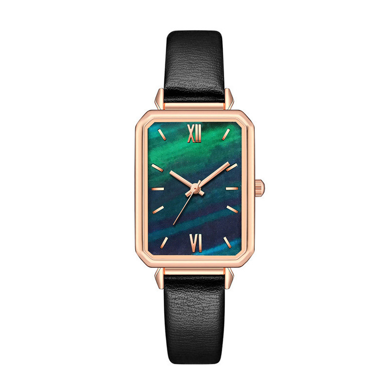 Temperament Student Uhr frauen Kleine Quadratische Uhr Quarz uhr lederband_voghion.com
