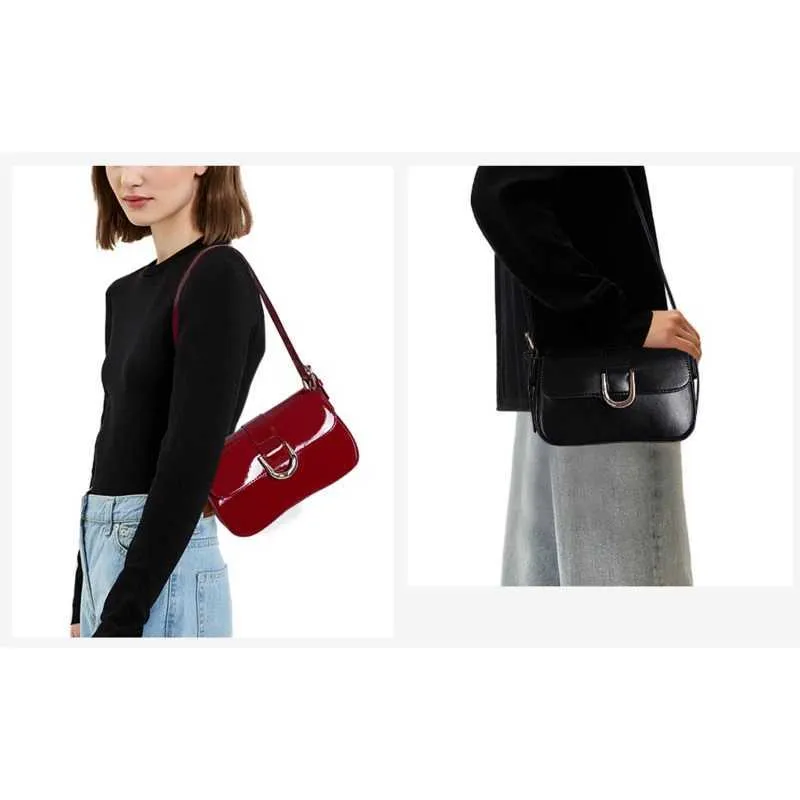 Frauen Messenger Mode Lackleder Schulter Retro Achselklappe Crossbody SG Tasche Mädchen Stilvolle PurseC241216_voghion.com