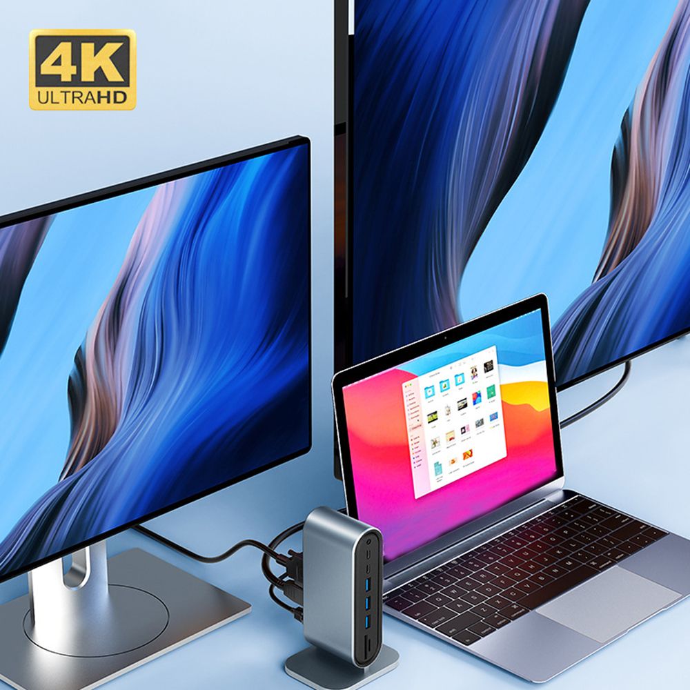 12 in 1 Laptop PD 100W TF Reader USB 3.0 USB-C Splitter Tipo C HUB Adattatore Ethernet Dock Station_voghion.com