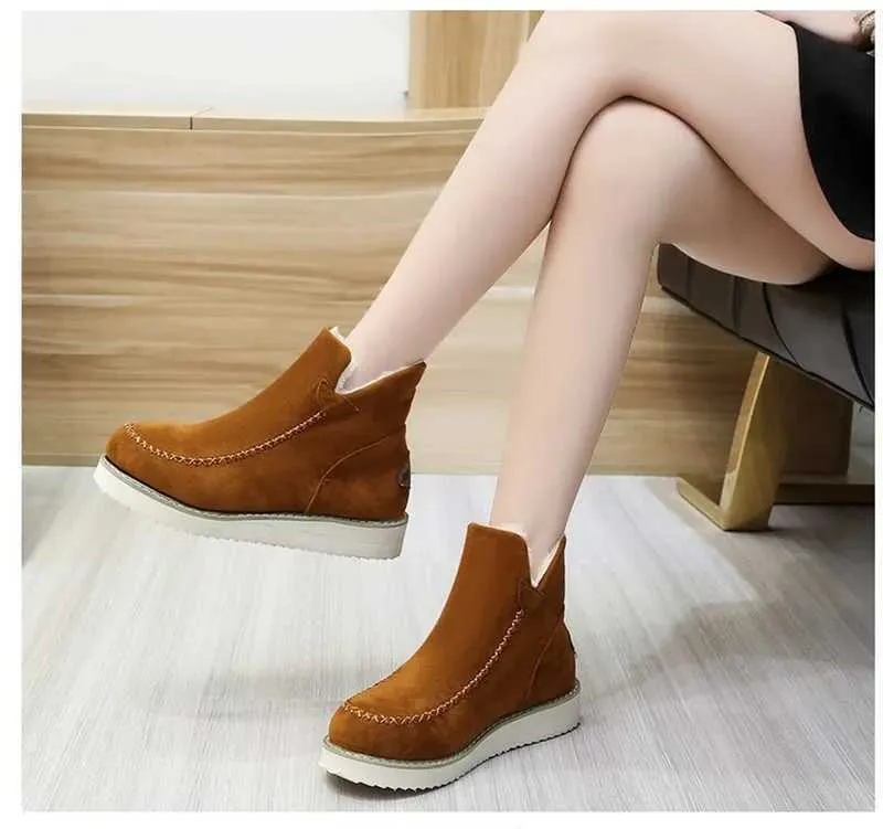 Frau Winter Mode Schnee Casual Leder Baumwolle Damen Stiefel kniehohe stiefel Plattform Schuhe botines mujer XW6.5_voghion.com