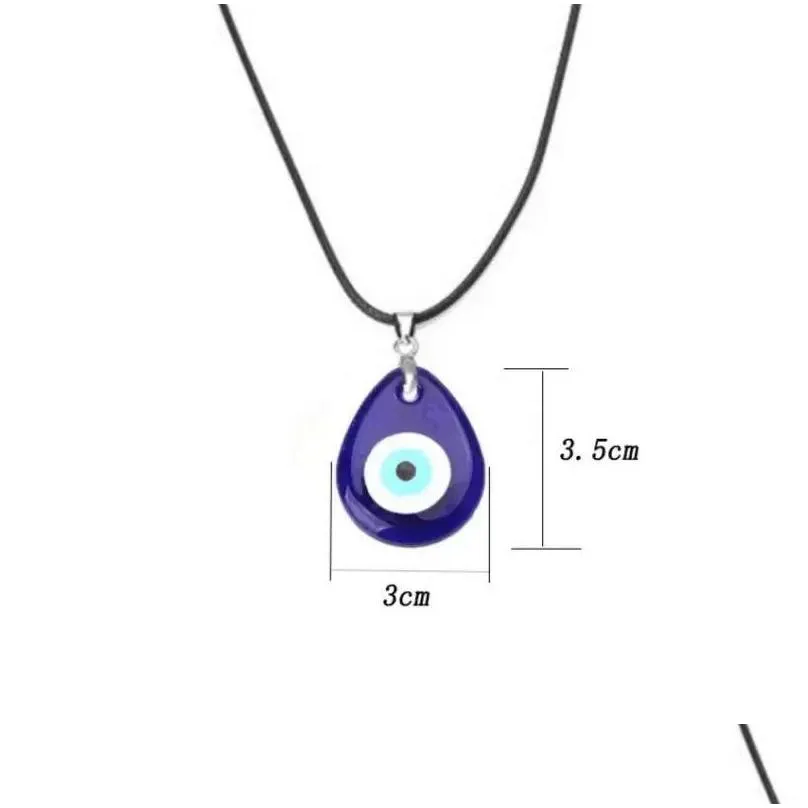 Collana con ciondolo malocchio blu turco in vetro e corda di pelle collane per donne e uomini gioielli di protezione fortunata consegna a domicilio_voghion.com
