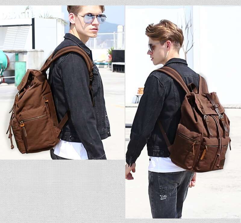 College Student Men's And Women's Canvas Backpack, 15.6-inch Computer Bag_voghion.com