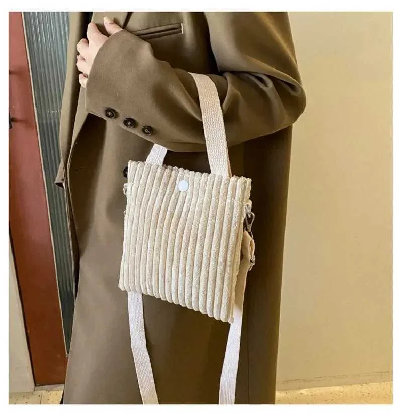 Mini Tote Donna Velluto a Coste Cerniera Primavera Estate Nuova Moda Borsa a Mano Borsa a Tracolla Singola Borsa a Tracolla Piccola 2024C241022_voghion.com