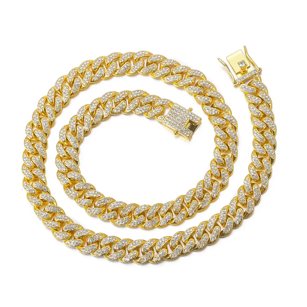 Catene Iced Out Catena Bling Miami Cuban Link Strass Orologio Collane Bracciale Donna Uomo Ciondolo Gioielli Hip Hop Choker_voghion.com