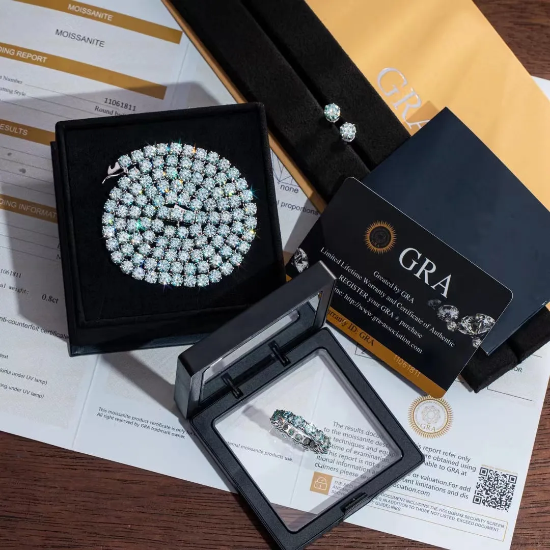 Collar de moissanita de 2 mm, 3 mm, 4 mm, 5 mm y 6,5 mm de diámetro, estilo hip hop, cadena de tenis de moissanita._voghion.com