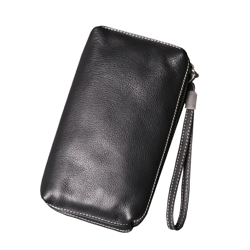 Hochwertige neue Herrenhandtasche Leder, lange Geldbörse weichem Leder für Damen, modische Handytasche aus Rindsleder,_voghion.com