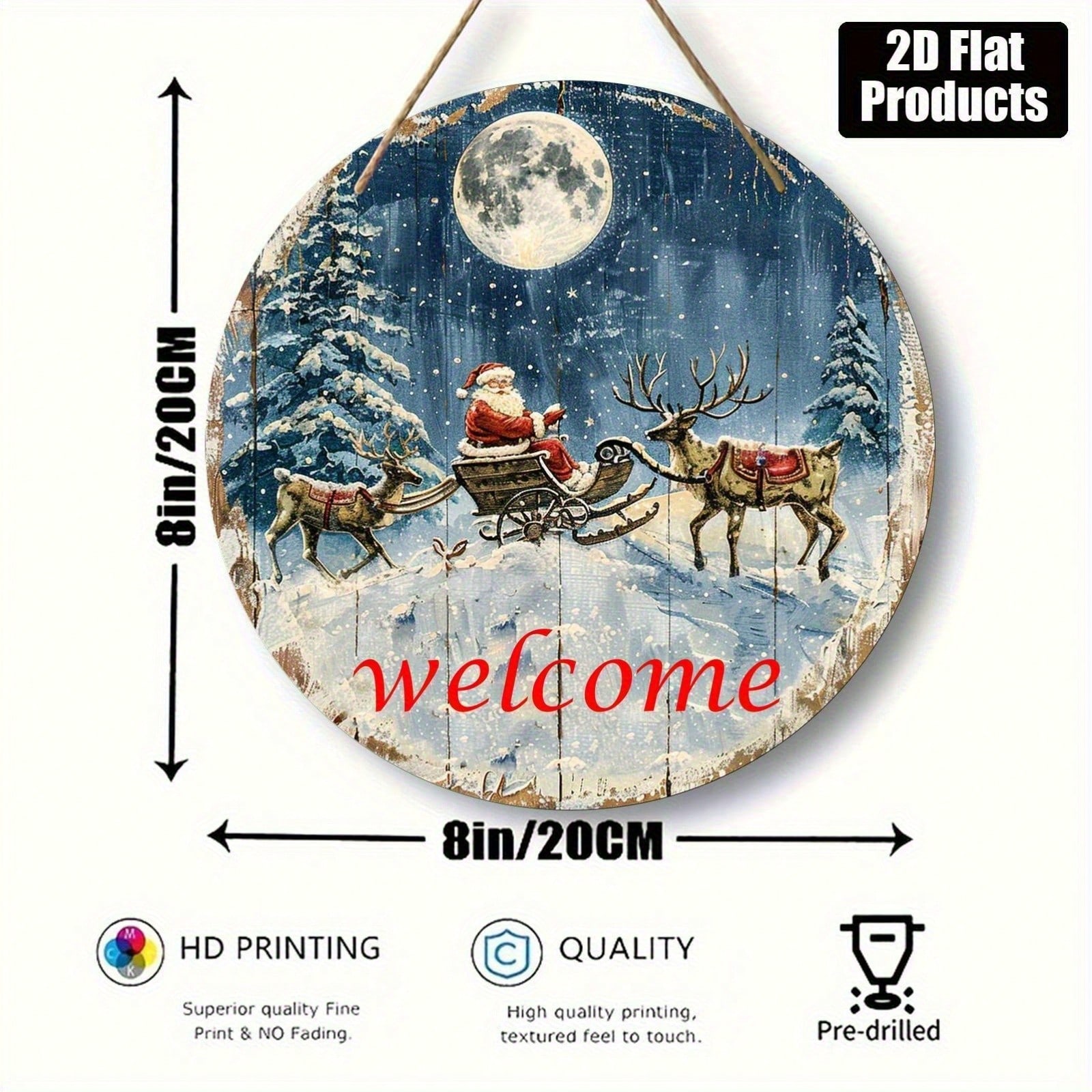 Weihnachtslogo mit Weihnachtsmann und Schneemann, Geschenkanhänger-Design, Dekoration für Haustür und Fenster, geeignet für Weihnachten, Weihnachtswanddekoration, Weihnachtsdekoration_voghion.com