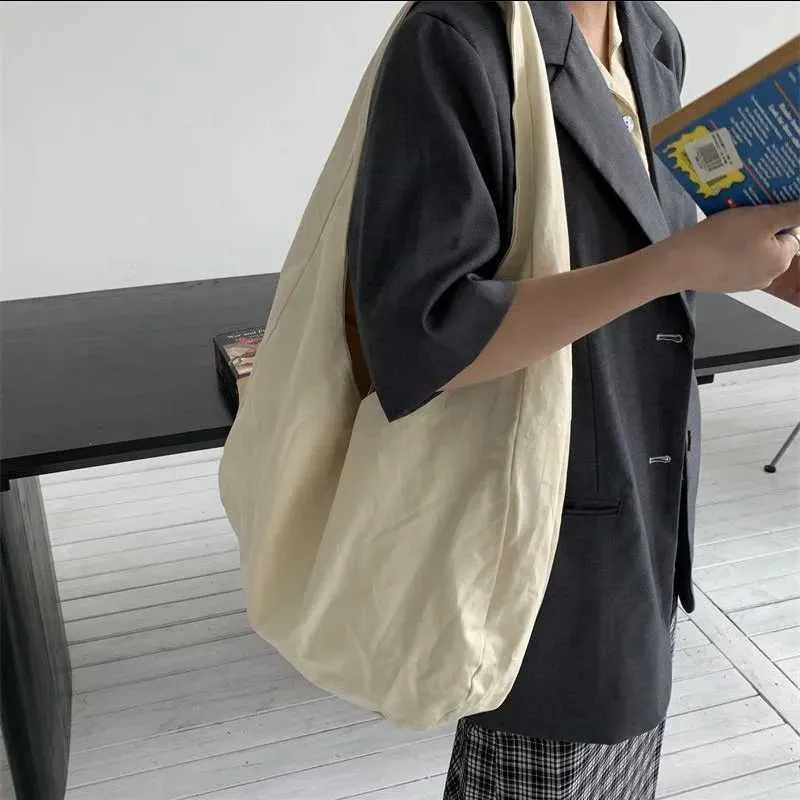 Grande borsa a tracolla retro in tela per donna stile hobo_voghion.com