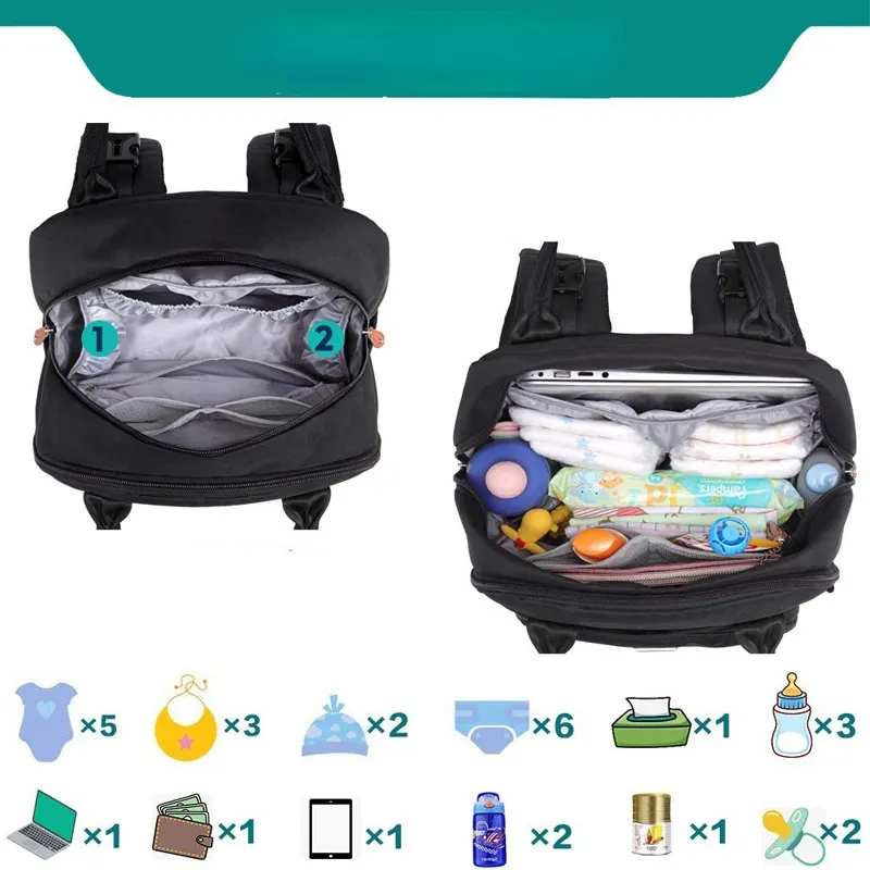 Wickeltasche mit großer Kapazität, Rucksack für Babywindeln, Wickeltaschen, wasserdicht, Reiserucksack, Multifunktionsrucksäcke_voghion.com