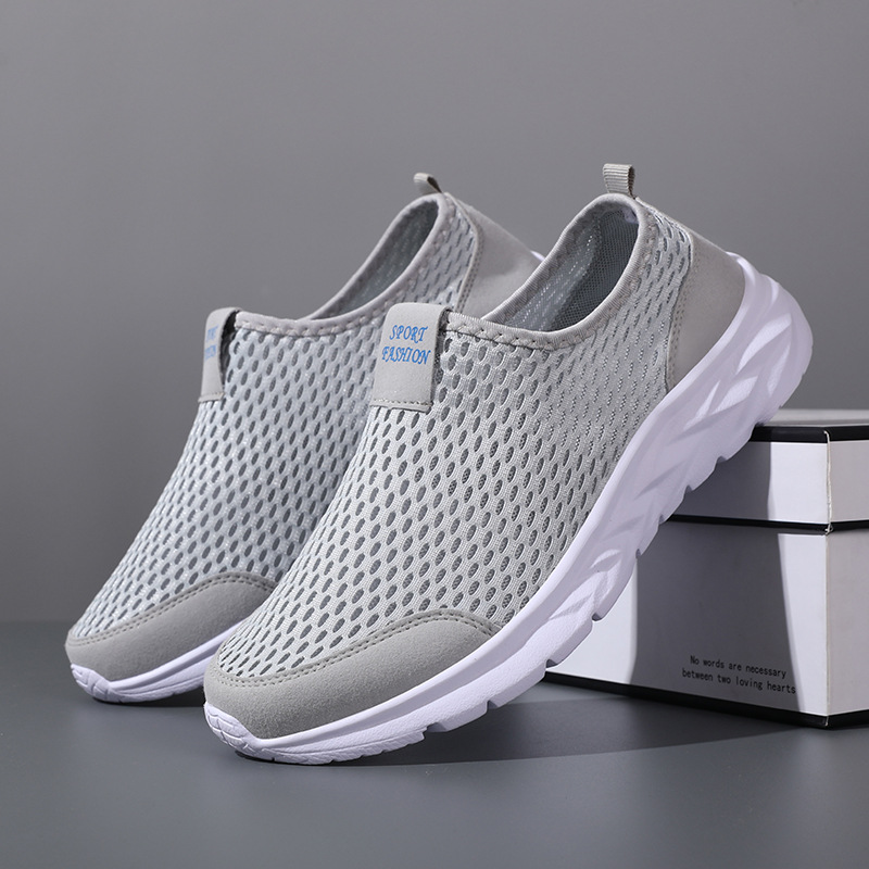 Große, lockere Freizeitsportschuhe für Herren, leicht und atmungsaktiv, Sommerschuhe mit einzelnem Netzstoff für Herren, Lazy To_voghion.com