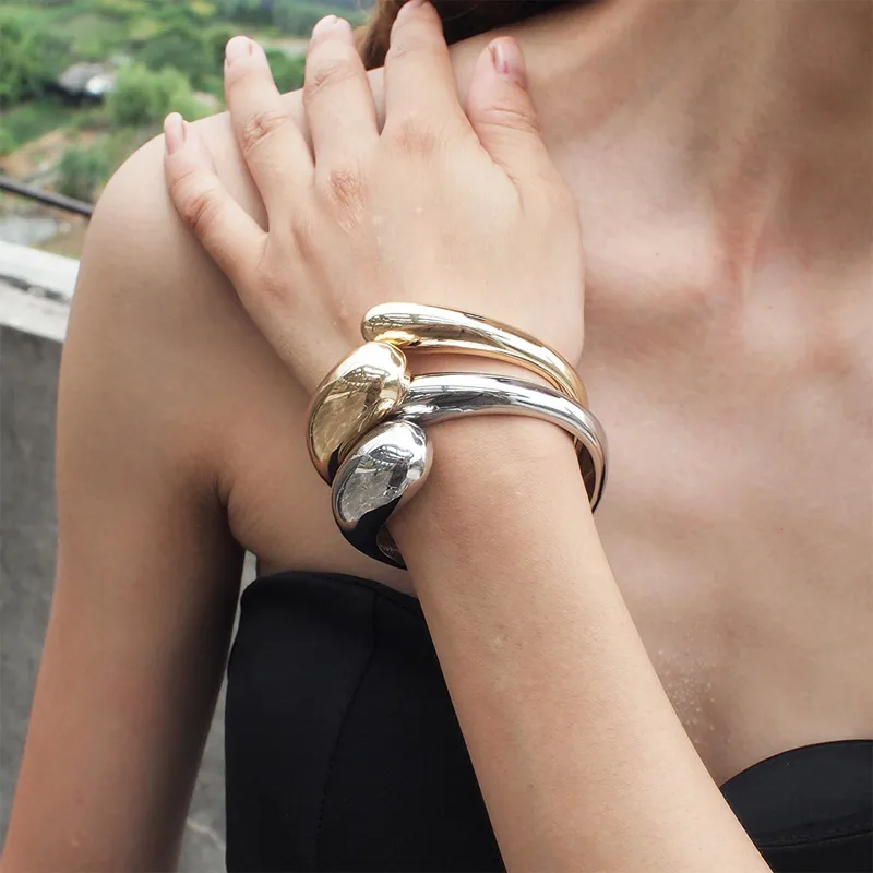 Bangle Alloy Mixed Color Simple Statement Bangles Fashion Jewelry Wide Women 2024_voghion.com