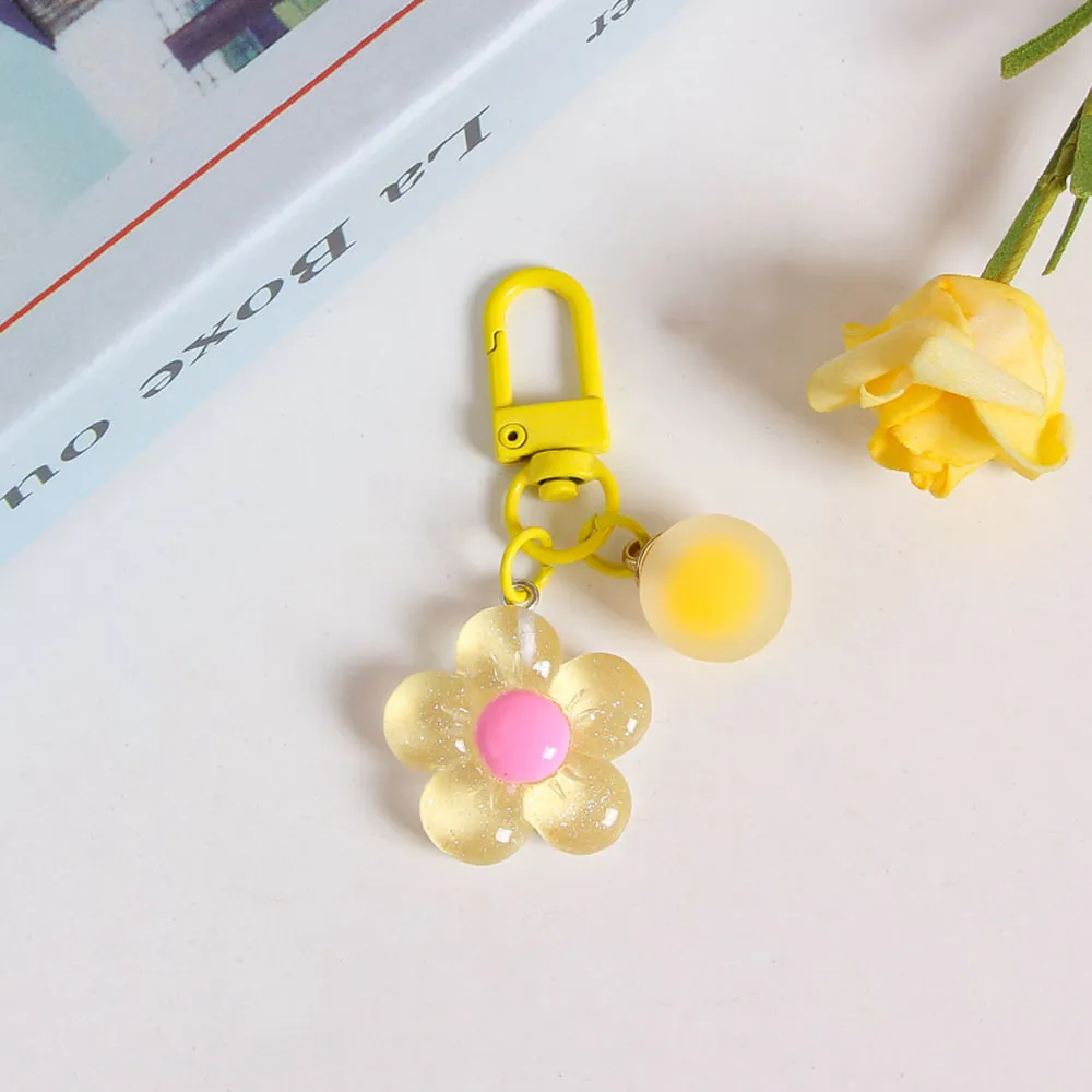 6Pcs Bunte Harz Blume INS Schlüsselanhänger Koreanischen Stil Niedliche Tasche Schlüsselanhänger Großhandel Auto Schlüssel Zubehör_voghion.com