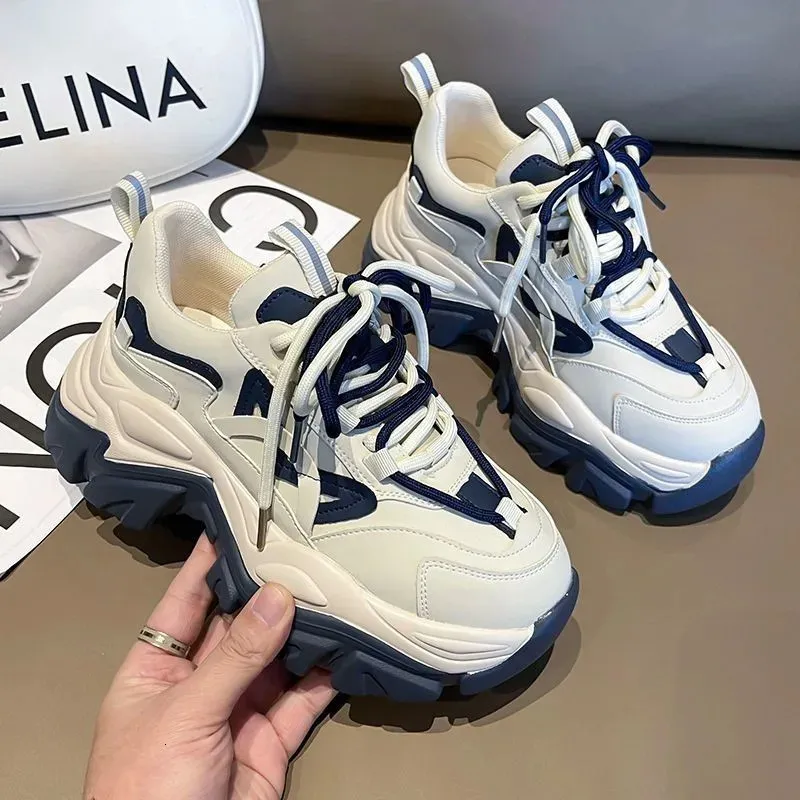 Rimocy primavera corta e paffuta piattaforma pizzo casual sport donne alla moda suola spessa scarpe da passeggio 240930_voghion.com