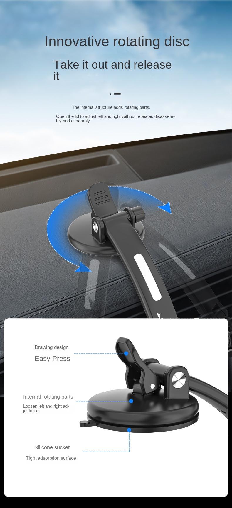 Neuer Handyhalter mit Saugnapf für das Armaturenbrett, Navigationshalterung für die Windschutzscheibe, Halterung mit automatischer Verriegelung_voghion.com