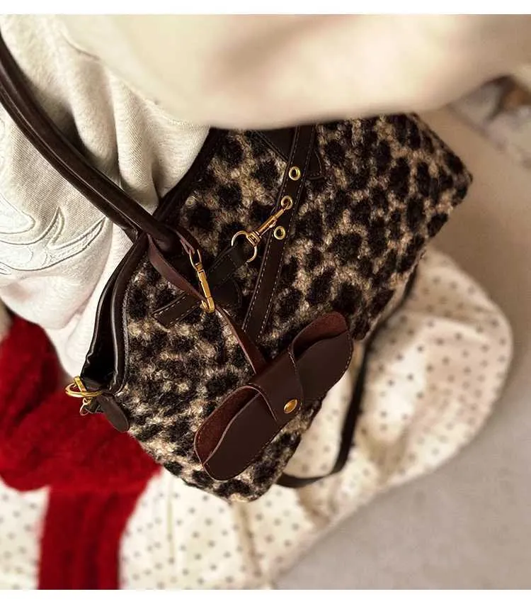 Sacs à main vintage Veet pour femmes, sacoches en peluche à imprimé léopard, sac à bandoulière, grande capacité, sacs à bandoulière pour femmes_voghion.com