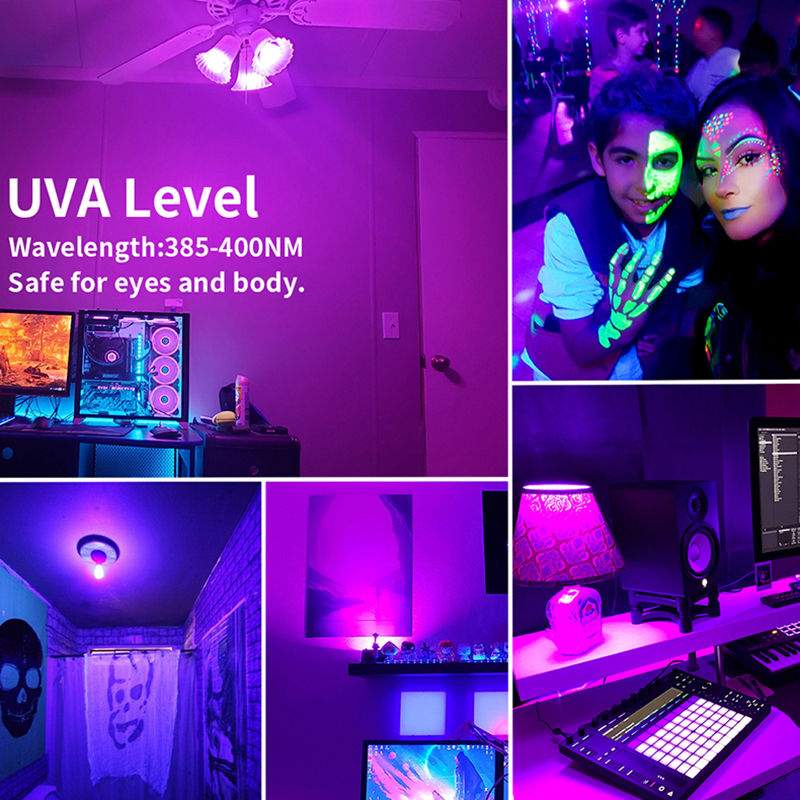 1 stk. E26 E27-fatning 15W UV-sort lampe lilla UV-pære sort pære lamper bar halloween fest dekoration lys paraplypære_voghion.com