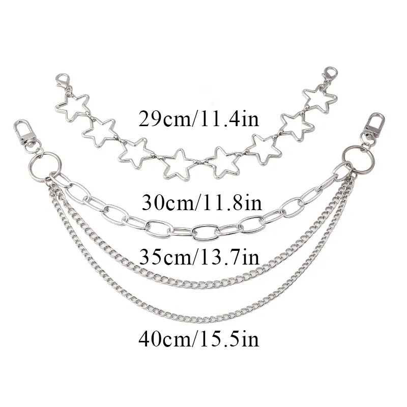 Multi-layer Metal Strap For Bags DIY Handles Heart Star Pendant Shoulder Decorative Chain Straps Bag Accessories_voghion.com