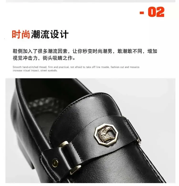 Black Loafers Slip-On Round Toe Fashion Mens Dress Wedding Shoes for Men Size 38-47 240703_voghion.com