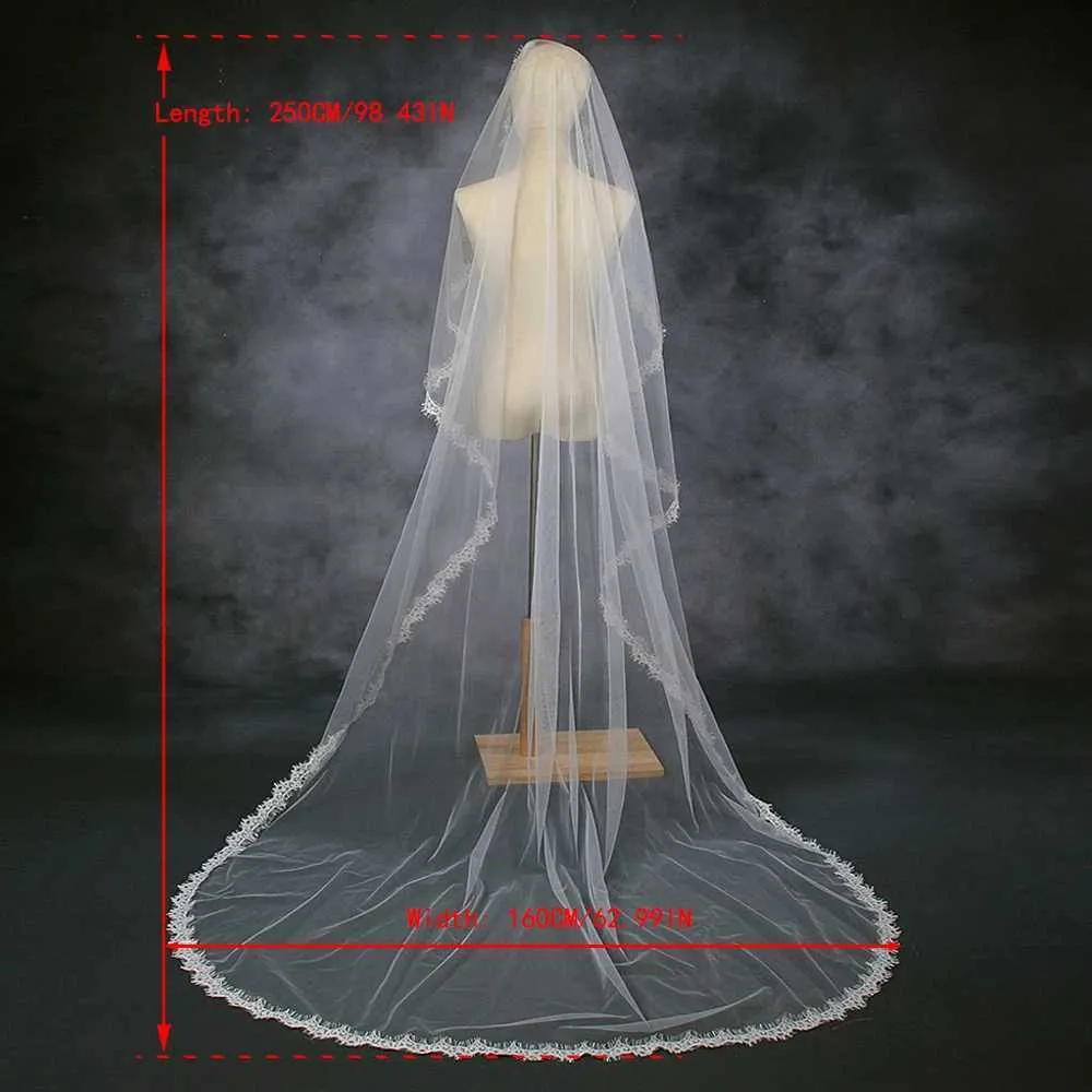 Velo di gioielli per capelli 1 livello Veli lunghi Accessori da sposa da sposa Capesante in pizzo Morbido tulle corto Veu VP98_voghion.com