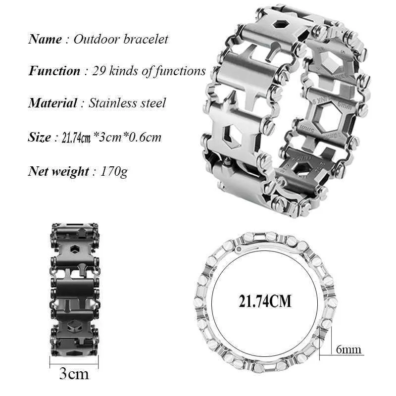 DreamBell Men Outdoor Spliced Multifunctional Wearing Screwdriver Tool Hand Chain Field Survival Bracelet 2.45 original_voghion.com