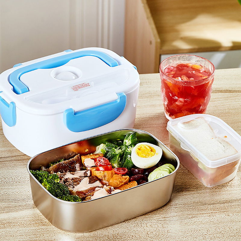 Lunch Box elettrico riscaldante a 2 strati Contenitore per alimenti Bento Box portatile con cucchiaio MINI Cuociriso 12V 40W per casa e ufficio_voghion.com