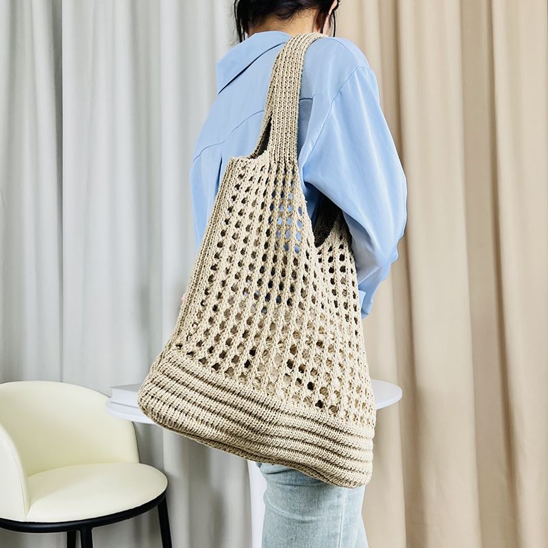 Vintage Hohl Design Gewebte Frauen Schulter Tasche Stricken Große Kapazität Handtaschen Sommer Reise Shopper Tote Für_voghion.com