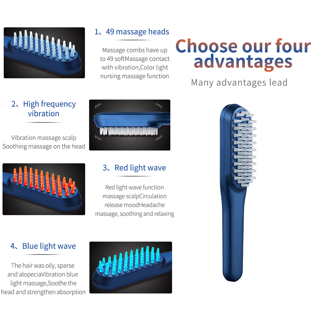 Pettine per massaggio ricaricabile, massaggiatore per cuoio capelluto, pressione, rilassamento, portatile, cura della testa, spazzola per capelli elettronica_voghion.com