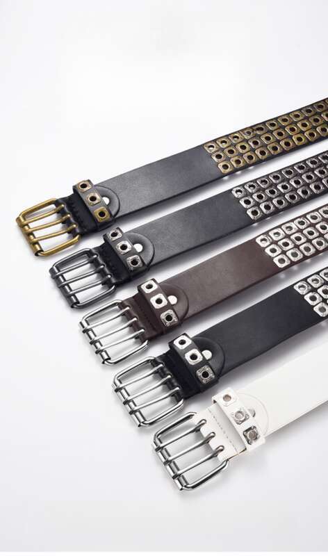 2025 New Men And Women With The Same Paragraph Six Dingme Hollow Punk PU Wind Personality Trend Belt_voghion.com