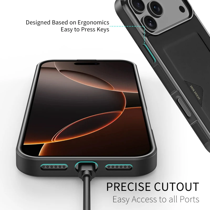 Für iPhone 17 Pro Max / iPhone Air / 17 Pro / 17 Telefonrückseite mit Kartenhalter 360-Grad-Vollabdeckung Stoßfeste Hülle_voghion.com